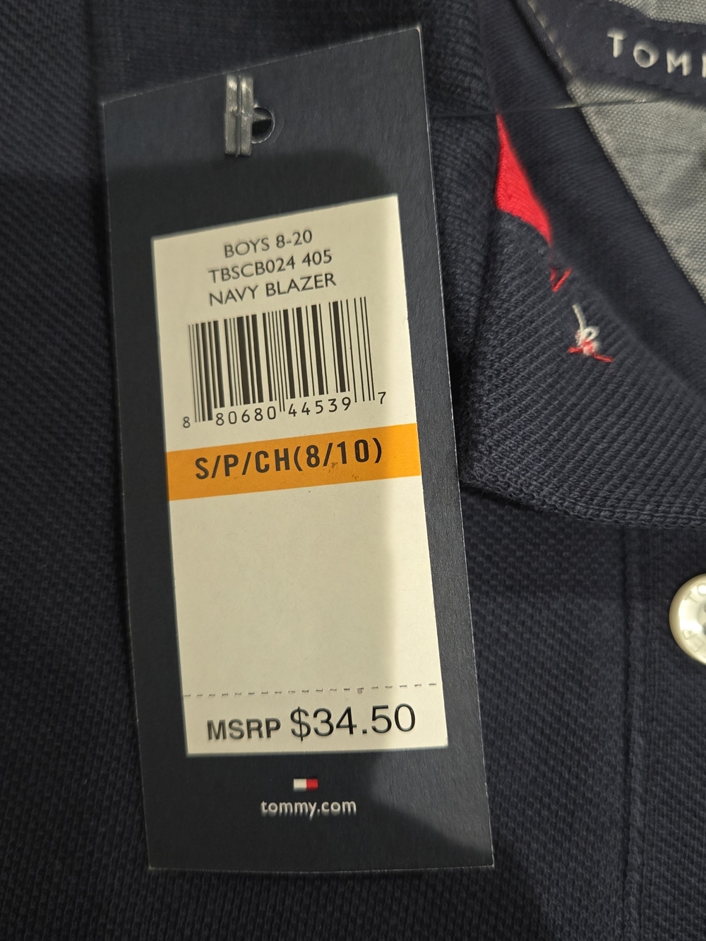Tommy Hilfiger Navy Polo with White Lettering and Red Logo - Picture 5 of 7